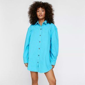 NWT Nasty Gal Oversized Button Down Denim Shirt Dress